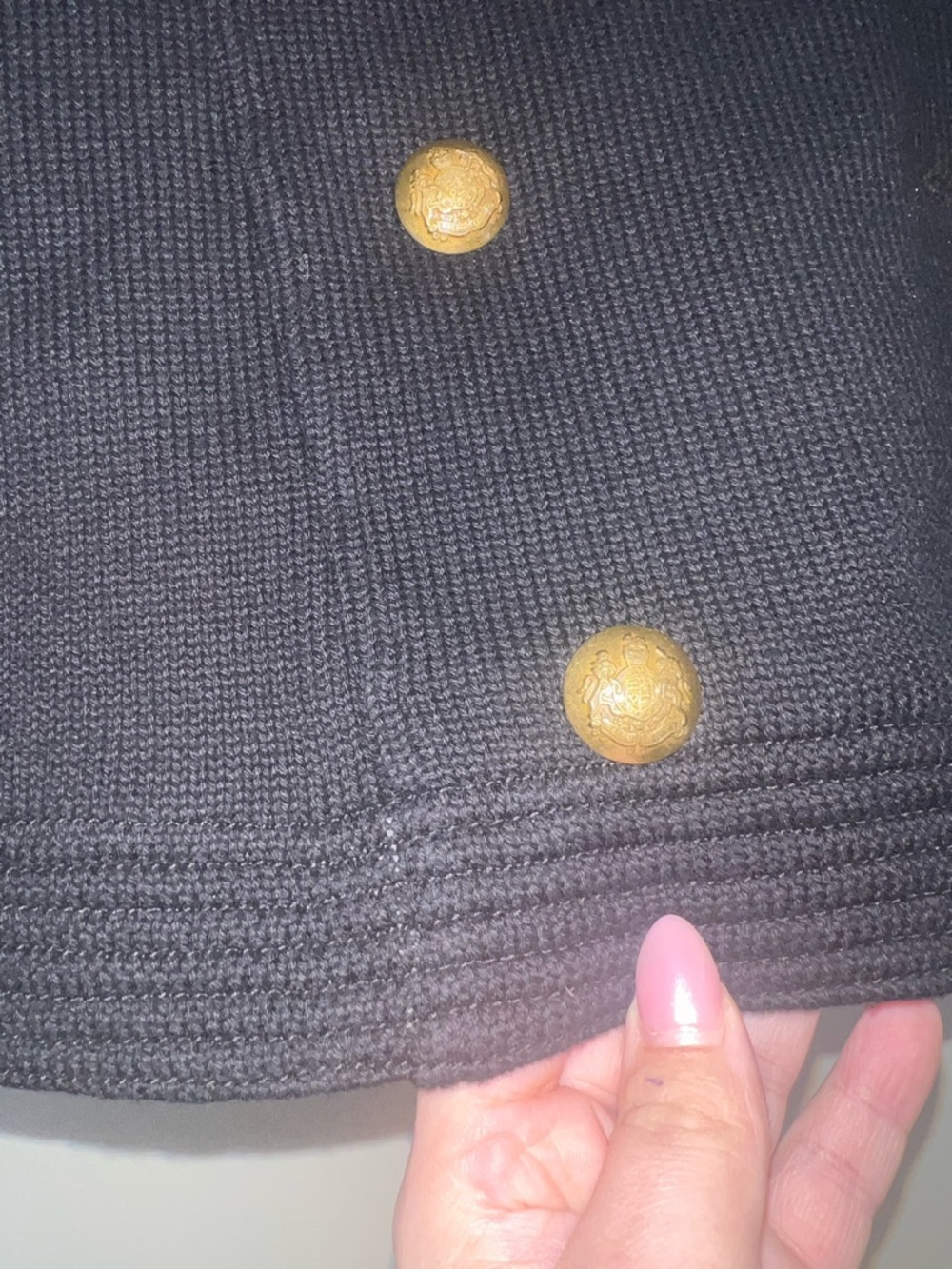 Lauren Ralph Lauren Black Military Knit Jacket Gold Crest Buttons Small - Picture 11 of 15